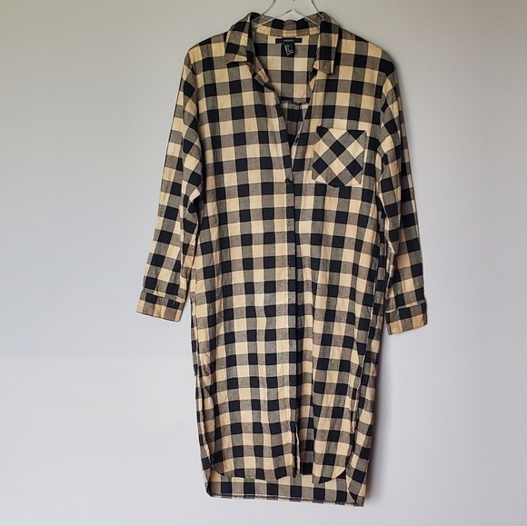 F21 Cotton Flannel Buffalo Plaid Longline Shacket Shirt Jacket - Picture 2 of 11